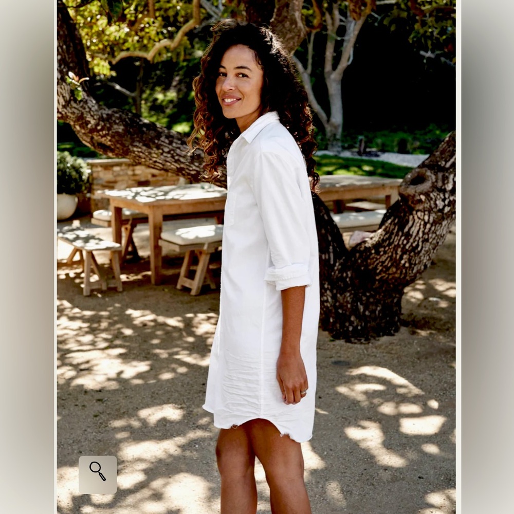 Frank & Eileen • 100% Cotton • Mary Dress • Size Medium • White Tattered Denim
